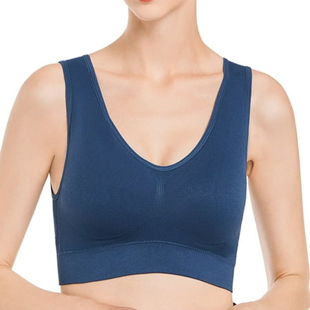 Clearance! Weikingp Bras for Women Women Soft Compression Full Supportive High Impact Yoga Sports Bra Plus Size Fitness Bra Bralettes for Women Plus Size Lingerie Dark Blue 5Xl
