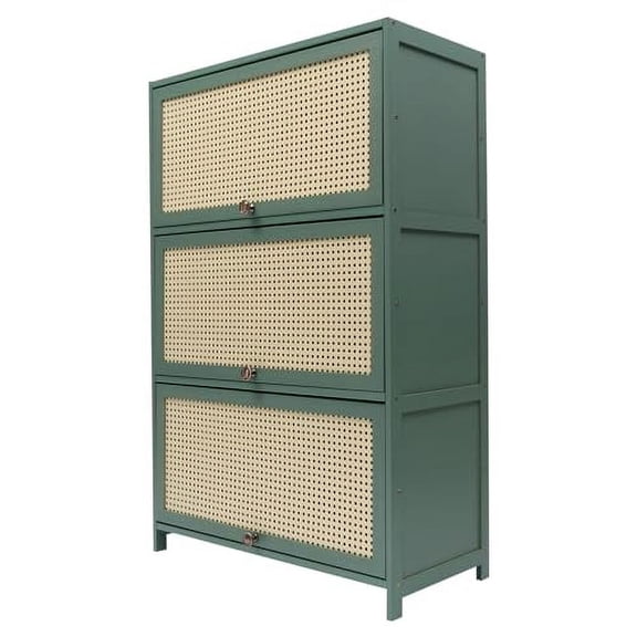 Bamboo Shoe Storage Cabinet with Flip Door, 7 Tier Freestanding Shoe Rack Shelf for 36-40 Pairs, Entryway Shoe Cabinet for Hallway Living Room