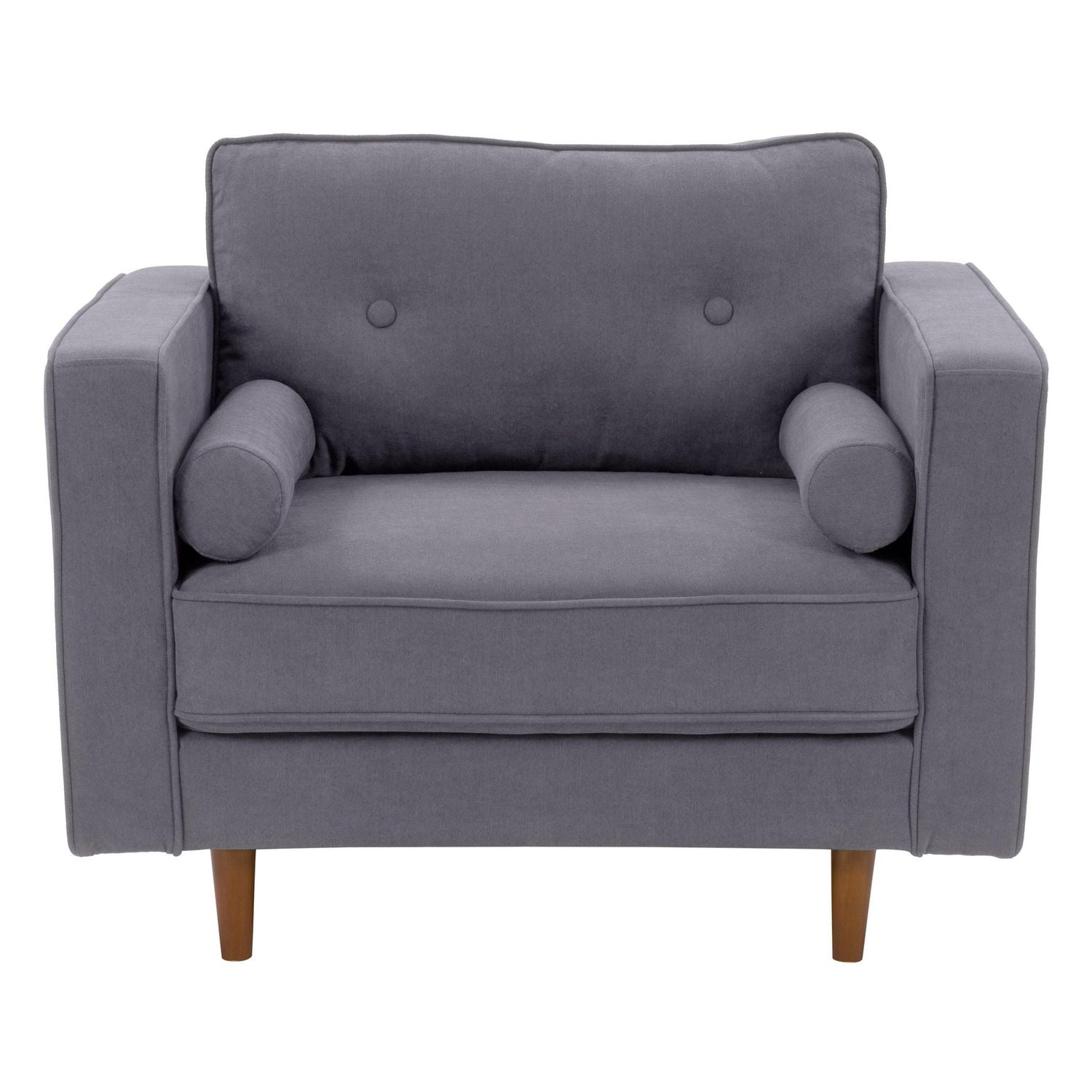 CorLiving Mulberry Mid-Century Comfy Wide Armchair for Living Room - Accent Chair and Reading Nook Chair, Ideal Armchair, Armchair with Included Bolster Cushions