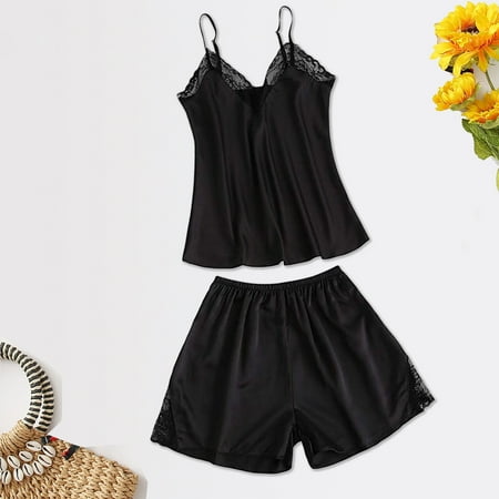 

Bessbest New Intimates -Lingerie Set Pajamas Satin Women Silk Lace Up Sleepwear Nightwear