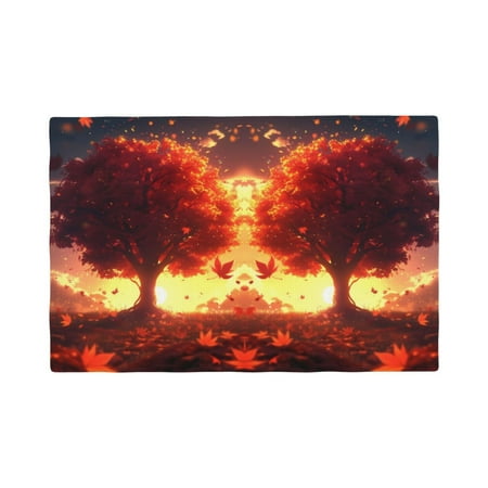 

Table Placemats Set of 4 - Golden Maple Sunset Tree 12x18 In Faux Linen Double Heat Resistant Place Mats Cloth Indoor/Outdoor Placemats Washable Table Mats for Dining Kitchen Party