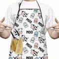 thumbnail image 2 of White Cow Milk Moo Pattern Apron-Garden Aprons for Women with Pockets-Cotton Linen Waterproof Kitchen Cooking Gardening Aprons Adjustable for Kitchen,Cooking,BBQ and Salon 33x27 Inch, 2 of 7