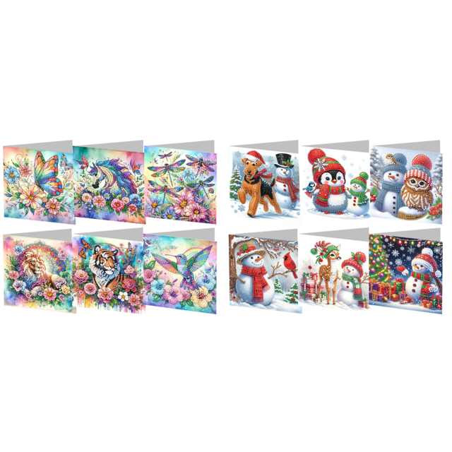 Kit Tarjetas Felicitación Con Pintura Diamantes Imitación 6 Uds. para Regalo Familiares Y Amigos