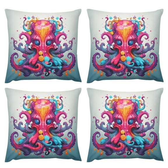 Colorful Octopus Pillow Covers 18 "x18 " Set of 4 pcs,Modern Sofa Throw Pillow Cover, Decorative Home Outdoor Linen Fabric Geometric Pillow Case