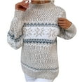 thumbnail image 2 of BLTIBY Womens Semi-High Neck Sweaters Snowflake Printed Knitted Pullover Long Sleeve Crew Neck Jumper Warm Casual Lightweight Soft Tops Yellow L, 2 of 4