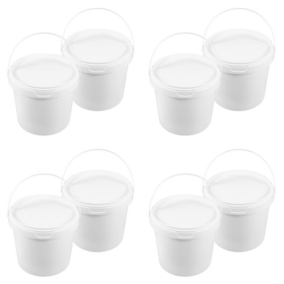 8pcs Plastic Pails with Lids, 2L Water Bucket Food Grade Storage
