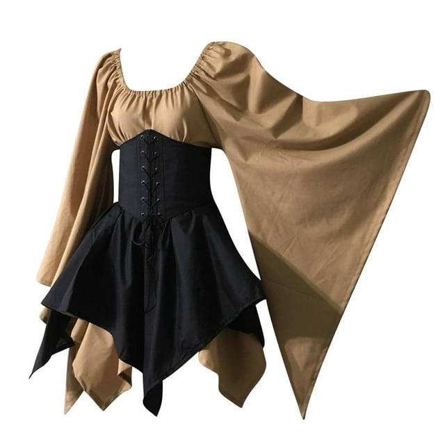 Robe Gothique Noire pour Femmes Robe Médiévale Rétro Gothique Punk Robe Noire et Dorée pour Femmes Robe en Velours Noire pour Femmes Robe Gothique Noire Corset Robe pour Femmes