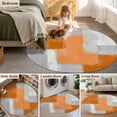 thumbnail image 5 of Round Area Rug 4 Ft, Orange Abstract Washable Non-Slip Circle Carpet for Living Room/Bedroom, Grey Geometric Oil Painting Vintage Gradient Low-Profile Crawling Mats Collection Rugs for Indoor, 5 of 8
