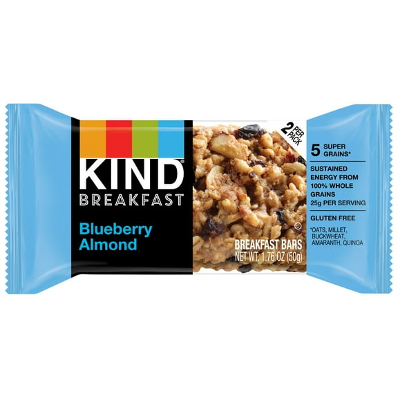 (1 pack) KIND Gluten Free Blueberry Almond Breakfast Bars, 1.76 OZ Packs, 60 Count