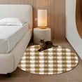 thumbnail image 3 of Brown White Plaid Large Area Rugs for Bedroom Living Room, Soft Non Slip Carpet Bedside Rug, Watercolor Farmhouse Checkered Round Floor Cover Kitchen Accent Rug 4' for Dining Room/Office, 3 of 9