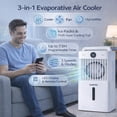 thumbnail image 6 of Memoryfield Portable Evaporative Air Cooler AC Fan with 2.6 Gal Water Tank, 3 Speeds Cooling Fan, White, 6 of 7
