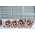 thumbnail image 6 of Ambesonne Rose Throw Pillow Cover 4 Pack, Skull Boho Floral Wreath, 20", Coral Multicolor, 6 of 6