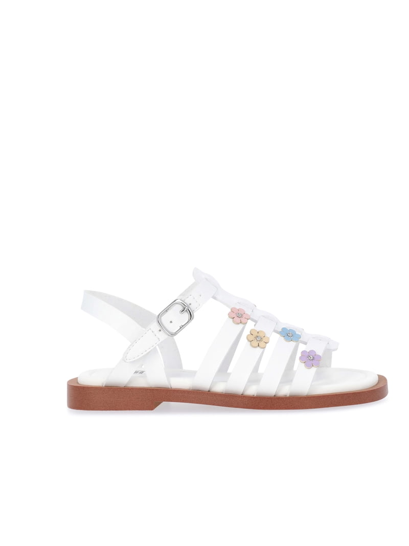 Wonder Nation Toddler Girls Floral Faux Leather Fisherman Sandals