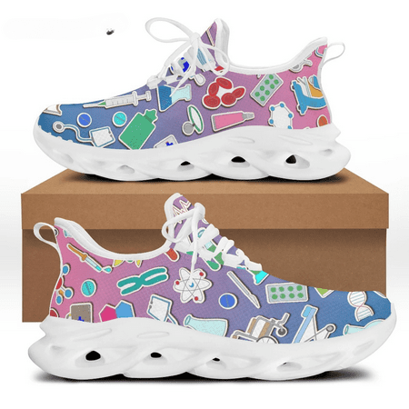 

Color Medical Design Doctor Nurse Shoes for Women Flat Sneaker Light Mesh Lace-up Female Footwear Nursing Shoe
