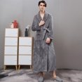 thumbnail image 4 of Bata de baño de franela suelta de gran tamaño con tecnología de costura para parejas, bata de baño de vellón coral para hombres y mujeres, bata de baño para otoño e invierno, 4 of 5