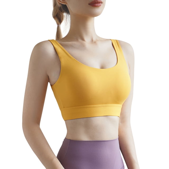 Sujetador de yoga para mujer, deportes, cuello en U, entrenamiento, jogging, sin cables, informal