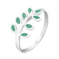 thumbnail image 1 of Peaceful Elegance Olive Branch w/ Green Turquoise Inlay Sterling Silver Ring-6, 1 of 5