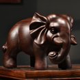 thumbnail image 2 of Large pair of ebony carved elephant figurines, solid wood elephant decorations for living room, housewarming, business opening, and other auspicious purposes., 2 of 4