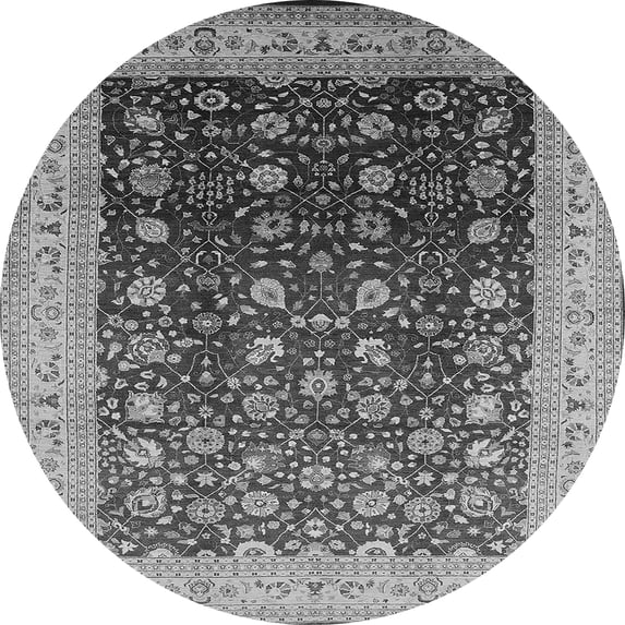 Ahgly Company Indoor Round Oriental Gray Traditional Area Rugs, 8' Round