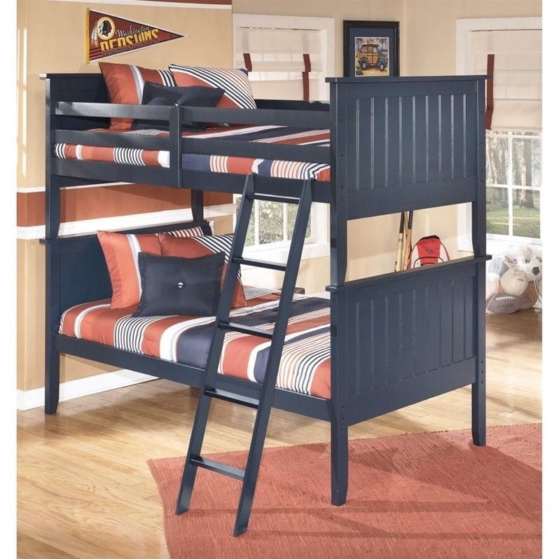 Ashley Furniture Leo Wood Twin Bunk Bed in Blue