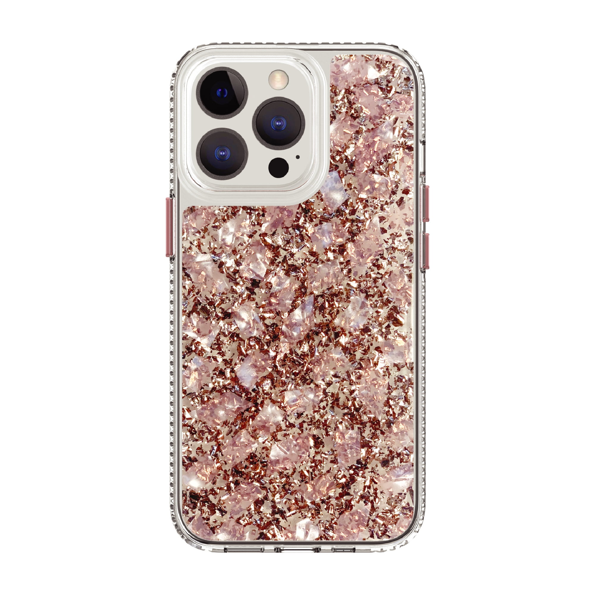 onn. Blush Gold Fleck with Shell Phone Case for iPhone 13 Pro Max / iPhone 12 Pro Max