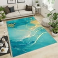 thumbnail image 3 of Blue Carpet 3x5ft, Vintage Gilded Abstract Entrance Mat, Soft with Non-Slip Backing Machine Washable Rugs for Door Mats Porch Hotels, 3 of 7
