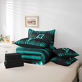 thumbnail image 6 of Homewish Geometric Honeycomb 7 Pieces Bedding Comforter Set,Cartoon Lightning Full Bedding Set,Cyan Black Hexagon Fitted Sheet Flat Sheet For Teens,Ultra Soft Home Decor Reversible, 6 of 8