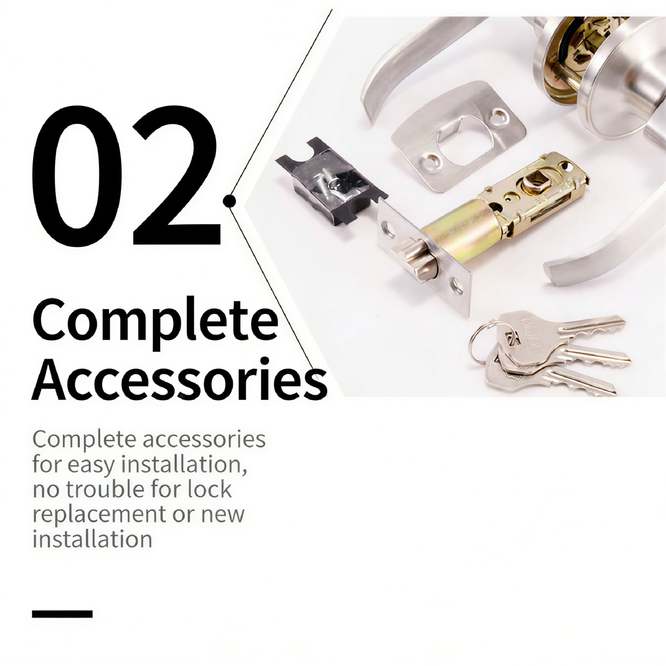 FACEGA Door Knob Door Knob with Lockms Door Handle,White