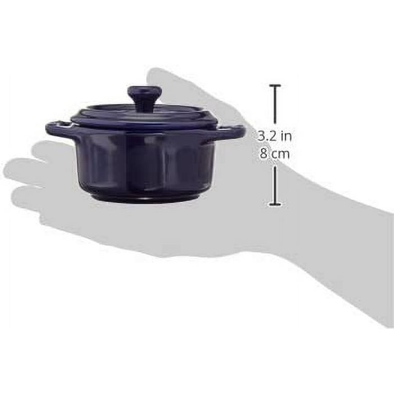 0.25 qt. Round Cast Iron Enameled Gray Mini Cocotte with Lid (Set of 4)