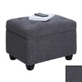 thumbnail image 2 of Pouf de Rangement Sherpa Designs4Comfort 5e Avenue en Tissu Gris Boutonné, 2 of 7