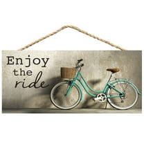 P. Graham Dunn Vintage Green Bicycle Wooden Sign with Jute Rope Hanger