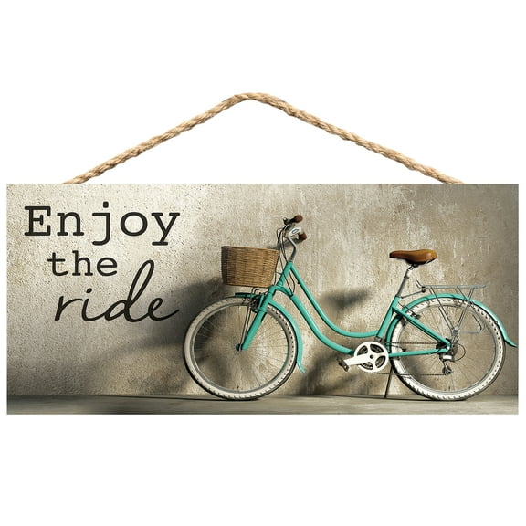 P. Graham Dunn Vintage Green Bicycle Wooden Sign with Jute Rope Hanger