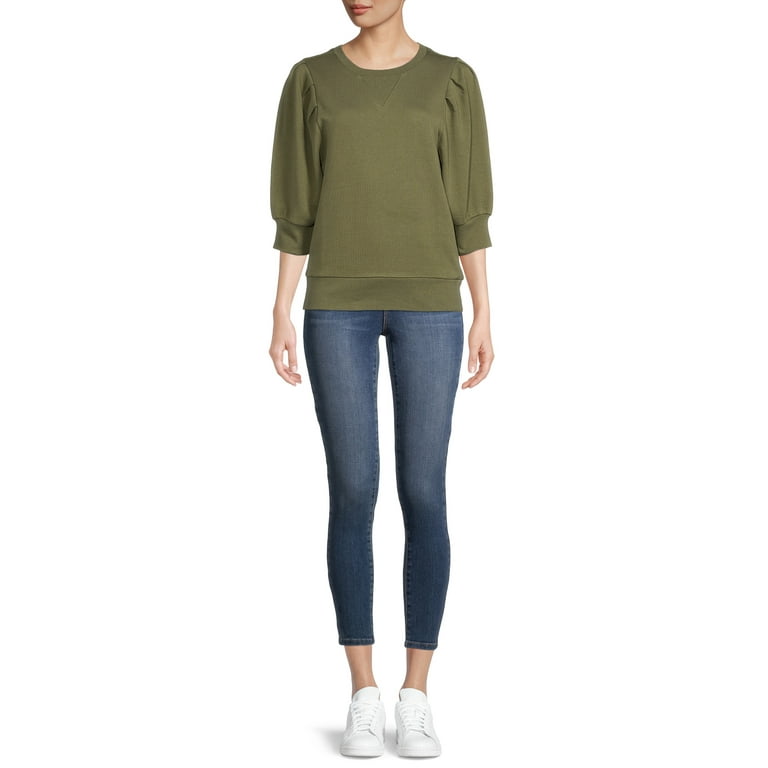 Time and tru women's balloon sleeve sweatshirt new arrivals