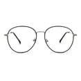 thumbnail image 1 of 90s Large Round Optical Quality Metal Rim Blue Light Flitering Computer Glasses Silver Black, 1 of 4