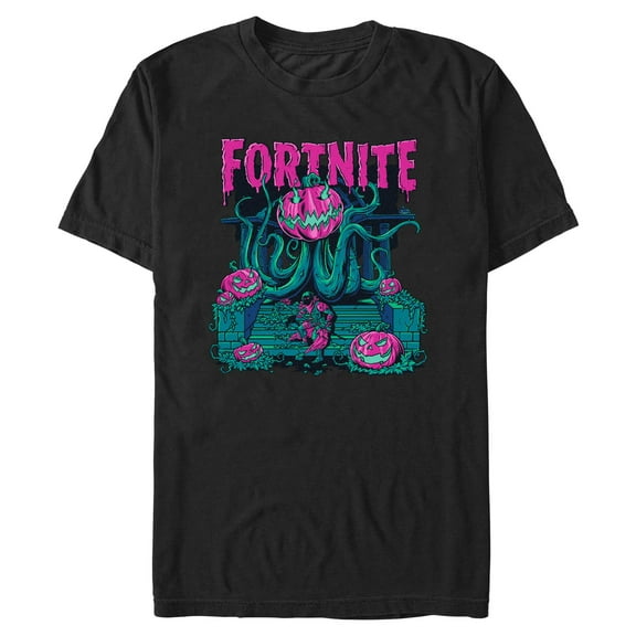 Mens Fortnite Halloween Pumpkin Monster Neon Art T Shirt