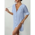thumbnail image 5 of Bsubseach Fashion Womens Hooded Button Down Swimsuit Cover Up Roll Sleeve Beach Shirt Dress Cover-ups S-XXL, 5 of 6