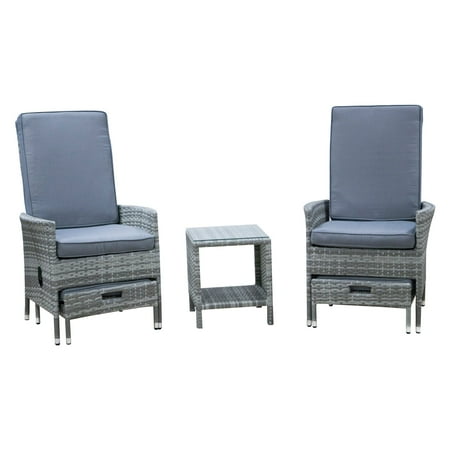 Elle Decor Vallauris Wicker 5 Piece Reclining Patio Conversation
