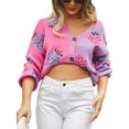 thumbnail image 3 of Liacowi Women Knit Cardigan Long Sleeve Sweater Strawberry Knitwear Fall Loose V-Neck Tops Casual Outwear for Teen, 3 of 8