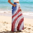 thumbnail image 4 of USA Anniversary 250 Womens Workout Pants United States American Flag Print Elastic High Waist Lounge Pants Slit Baggy Wide Leg Loose Fit Soft Pants, #01 Wine, XXL, 4 of 5