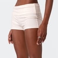 thumbnail image 5 of Only Moment Womens Fold Over Shorts Threadcloth Elastic Low Rise Y2K Micro Shorts Lounge Pajama Bottoms Skinny Mini Sleepwear White,S, 5 of 7