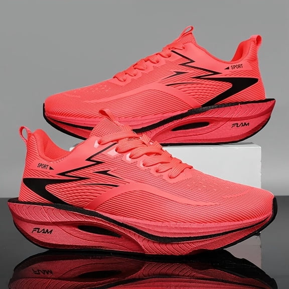 Lightweight Breathable - Men Running Shoes with Carbon Plate Technology - Cushioned Support - Low-Top Lace-Up Sneakers - MD Solefor All-Season, Casual & Hiking