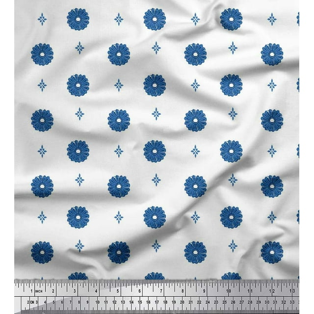 Soimoi Poly Georgette Fabric Floral Block Decor Fabric Printed Yard 52 Inch Wide