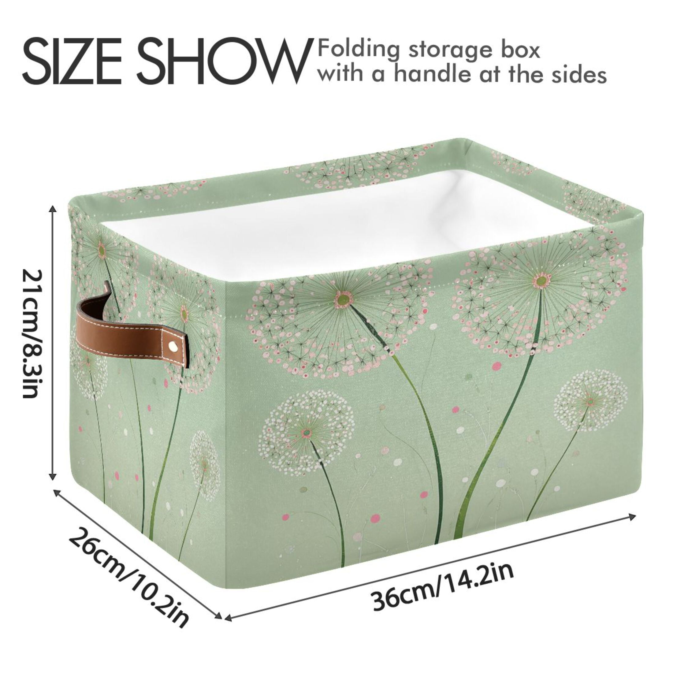 Four Large Dandelions Foldable Storage Basket,Canvas Fabric Foldable Storage Bins with Handles Open Home Storage Bins Boxes for Toy Book Shelf Closet Baskets