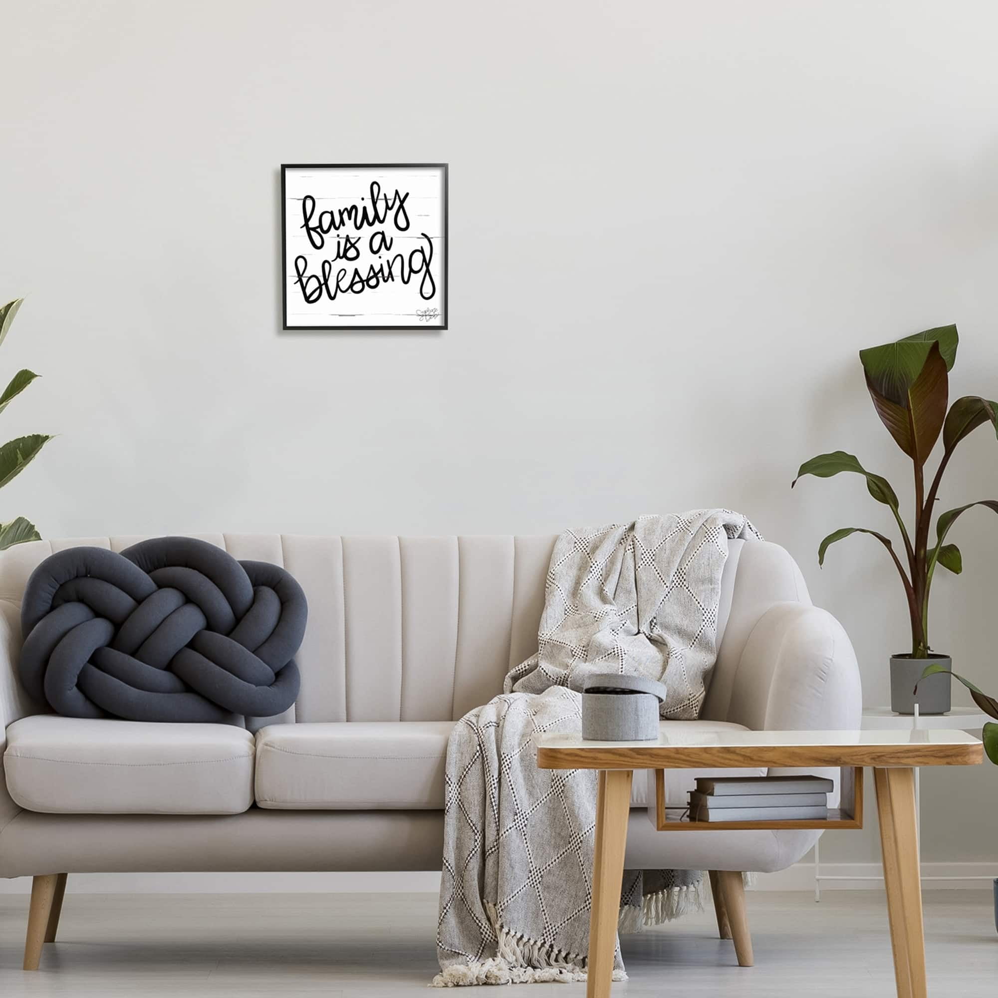 Stupell Industries Family Is Blessing Rustic Minimal Calligraphy Sign, 17 x 17, Design by Stephanie Dicks