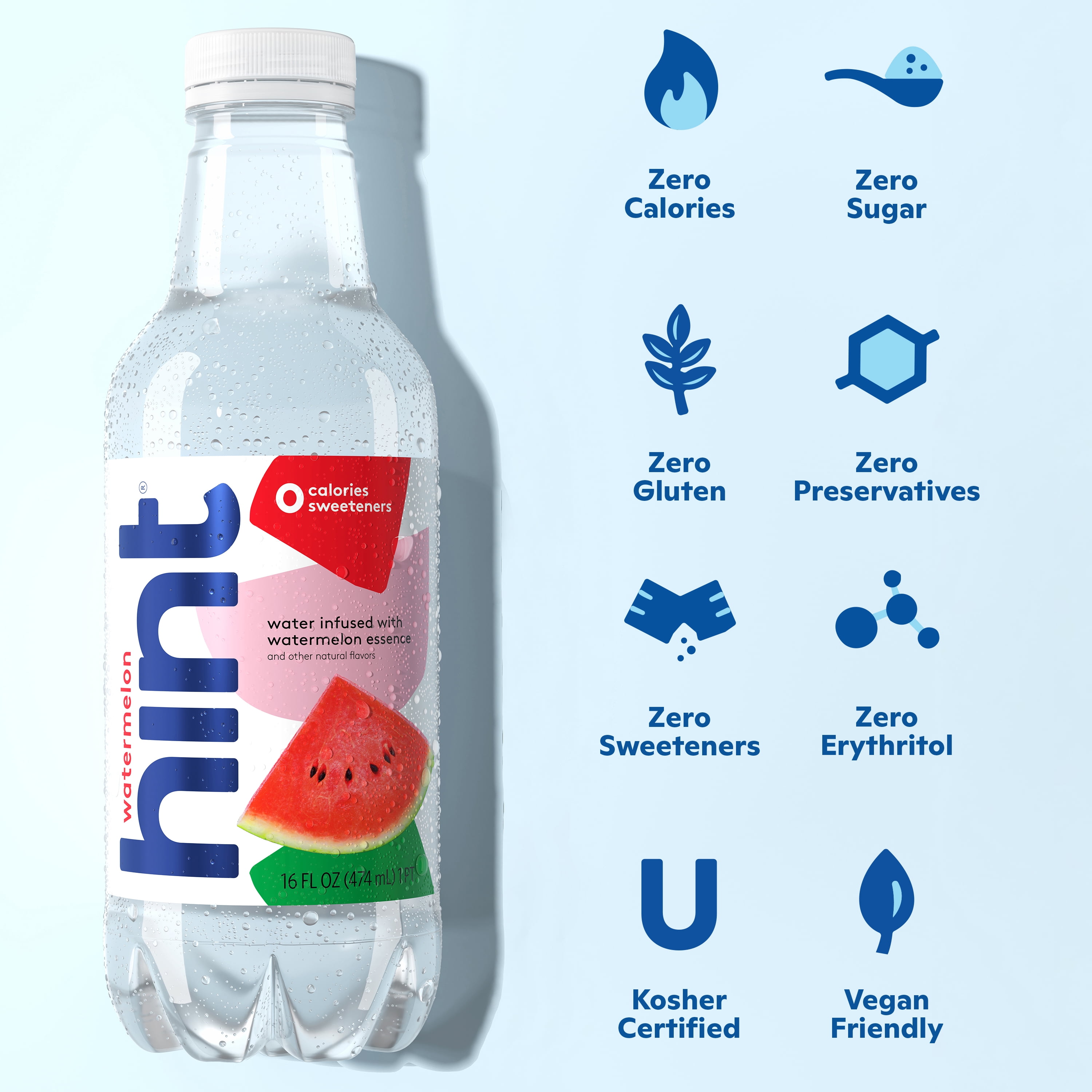 Hint Bottled Water, 2-Flavor Grape & Watermelon Pack - Purified Water Beverages with Zero Calories, Natural Flavors, and Sugar Free - 16 Fl Oz (Pack of 24)