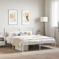 thumbnail image 1 of vidaXL Metal Bed Frame with Headboard White 183x213 cm, 1 of 5