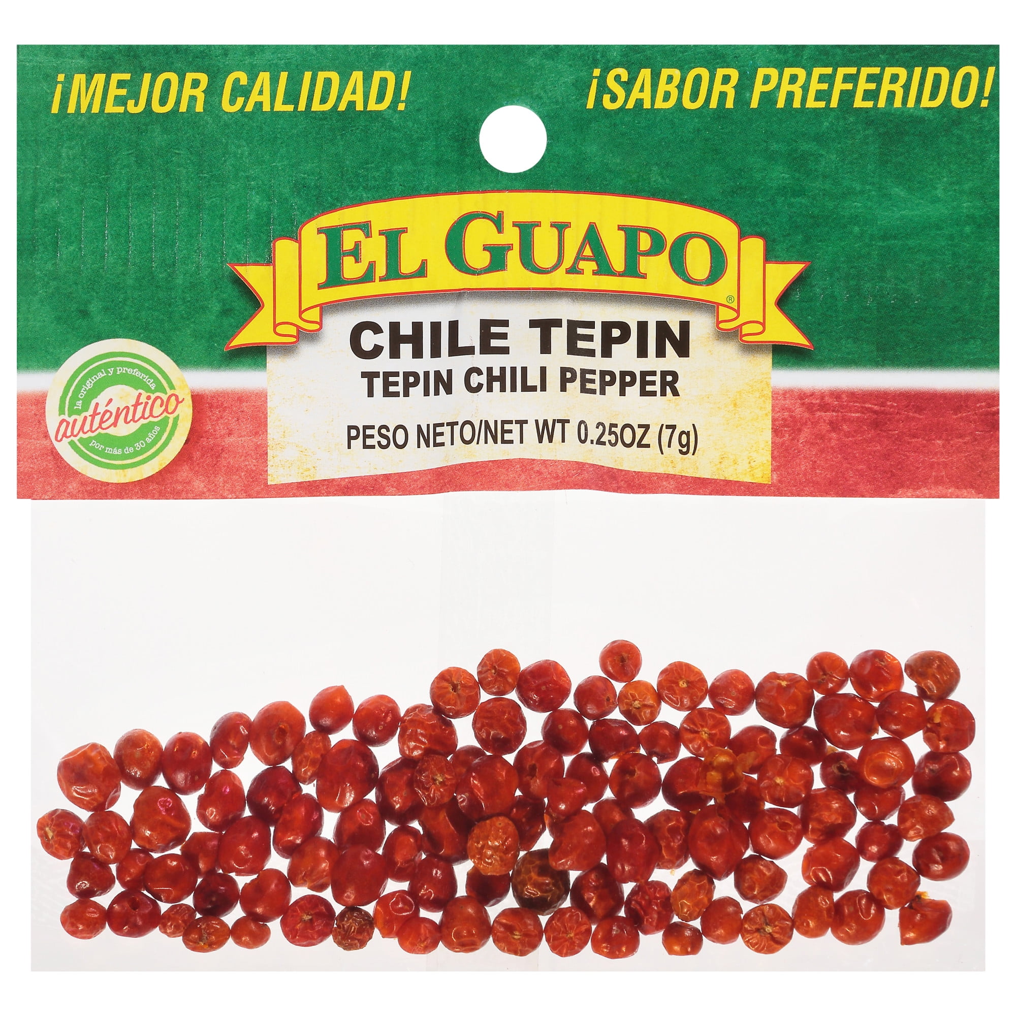 El Guapo Whole Tepin Chili Peppers (Chile Tepin Entero), 0.25 oz