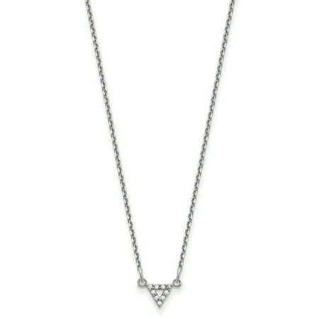 Diamond Triangle Necklace - 14k White Gold A Quality Diamond 6mm Triangle Necklace