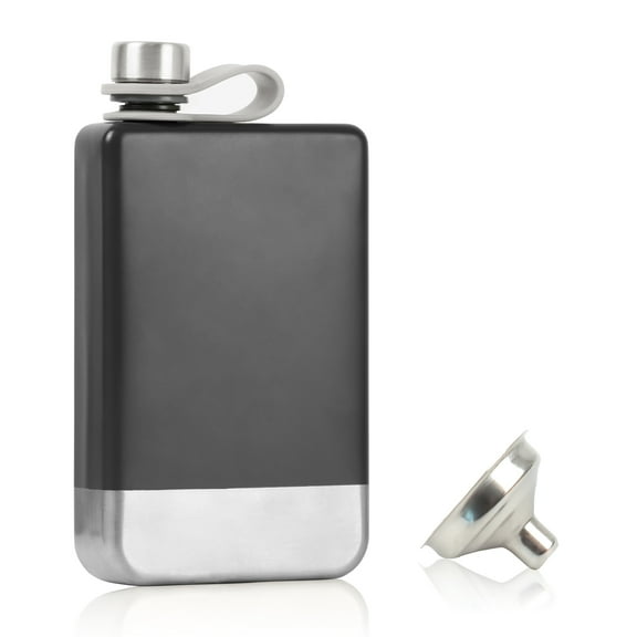 Toptie Black Flask for men, 8 OZ Hiking Camping Drinking Flask for Liquor, Whiskey Hip Flask