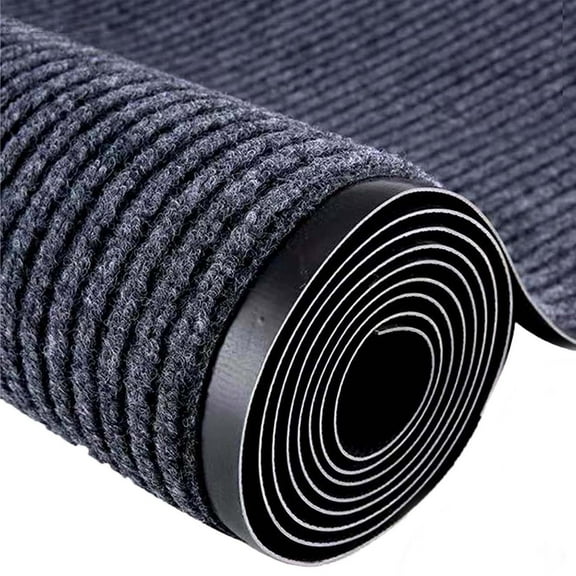 Petoto 16 x 3ft Commercial Carpet, Non-Slip Hallway Runner Rug with Rubber Backing, Indoor Outdoor Entrance Stripe Mat, Gray